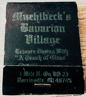 Alcona Brew Haus (Muehlbecks Bavarian Village) - Old Matchbook (newer photo)